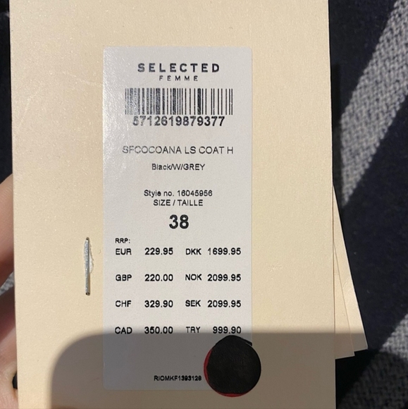 NWT SELECTED FEMME NWT Cocoana Oversized Wool Blend Stripe Coat Size Eu 38 - Picture 9 of 12